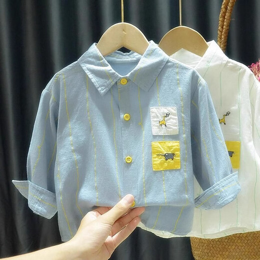 Balabala new boys' shirts Korean style versatile shirts 2025 spring and autumn children's cartoon style shirts children's fashion trendy clothes white cartoon shirt 120 recommended height 110-120cm_recommended body