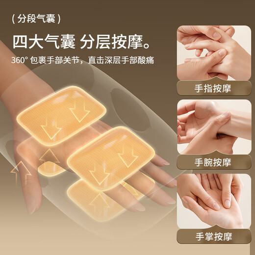 Oaks hand massager, finger, wrist, joint, palm acupuncture point numbing care, meridian kneading, electric massage heating instrument 360, double-layer air bag wrapped hot compress, basic model, 2 modes to choose + 1 level of hot compress