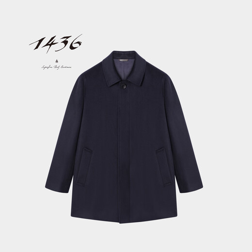1436 1436 Travel Business 2025 Autumn New Lapel Men's Cashmere Coat Navy Blue M
