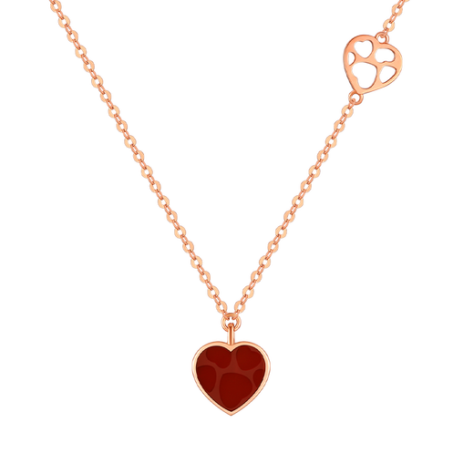 Xie Ruilin (TSL) Little Heart Series 18K Gold Necklace Love Red Agate Rose Gold Clavicle Chain Women's Birthday 63911
