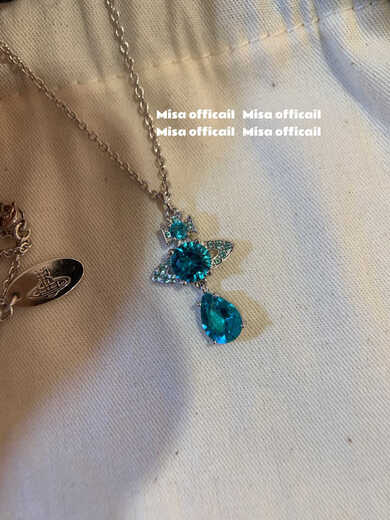 Yadige design emerald new color mermaid tears saturn zircon necklace earrings for women light luxury high-end emerald single diamond saturn earrings