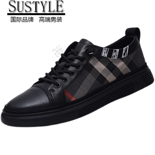 SUSTYLE INTERNATIONAL LUXURY High-End-Marke 2025 Neue Plaid-Board-Schuhe modische atmungsaktive weiche alleinige Sportarten und Freizeitschuhe Männer 9912 Black 37