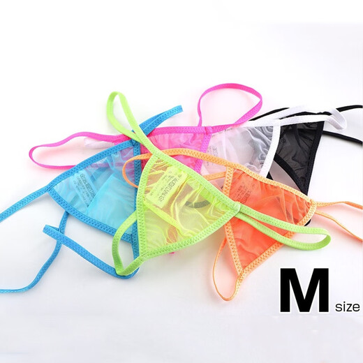 New men's string thong mesh elastic see-through thin exposed transparent thong mesh underpants T-pants black L