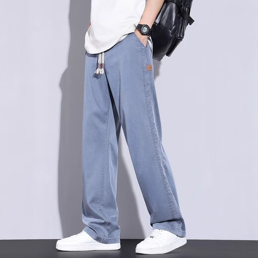 GLM Ice Soie Jeans Hommes D'été Mince Lâche Droite Américaine High Street Marque De Mode Jambe Large Décontracté Pantalon Long 1048 Bleu M