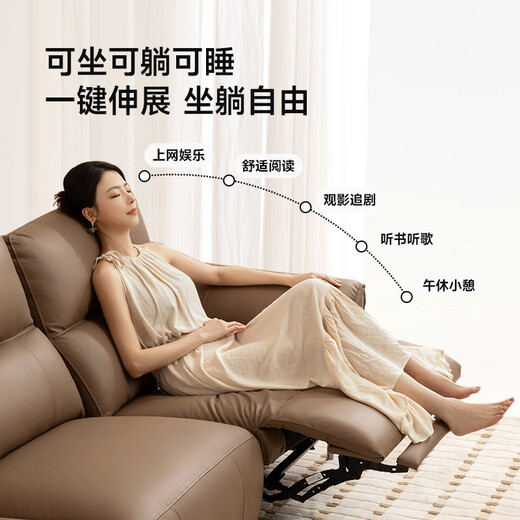 Chivas (CHEERS) first class leather electric sofa living room straight sofa Chivas Regal 50795 Porterfield | Brown 2.70m