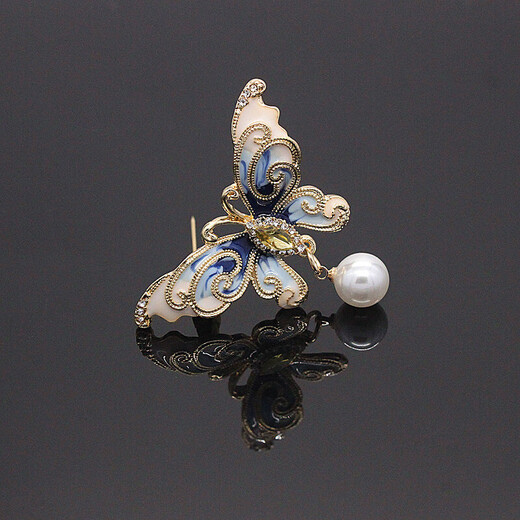 Enamel hand-painted retro literary graceful rhinestone national style butterfly brooch cheongsam coat brooch brooch blue butterfly