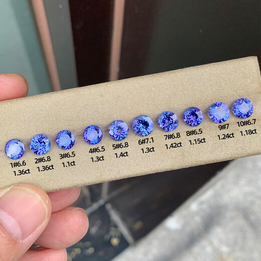 Chili Natural Tanzanite Bare Stone Round Ring Surface Round 7 Blue Purple No Burning Can Be Made into Rings Pendants Earrings Bracelets, etc. 16#1.17ct