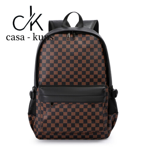 casa-kupsCK new casual men's backpack trendy cool shark travel backpack student schoolbag fashion plaid computer bag hand black three 6625