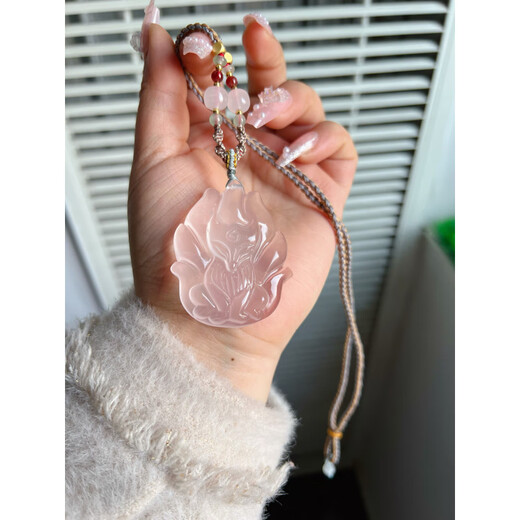 DL 1998 Fat Donglai same style pink crystal fox pendant natural pink crystal nine-tailed fox peach blossom fox girl