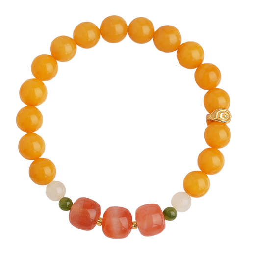 Potala Palace Beeswax Sichuan Material Nanhong Bracelet Women's 925 Silver Yellow Wealth Accessories Wenwan Plate Play Transfer Bead Bracelet Birthday Gift