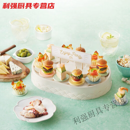 Xiongwochi automatic rotating dessert machine macaron cake machine birthday party decoration snack tray revolving sushi supplies single-layer milk white dessert machine