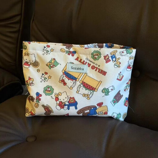 Yunluo Spring and Summer Light Luxury Cute Girl's Beautiful Hello Kitty Print Cosmetic Bag Travel Storage Niche Exquisite Clutch Bag Beautiful Cat Cosmetic Bag 666