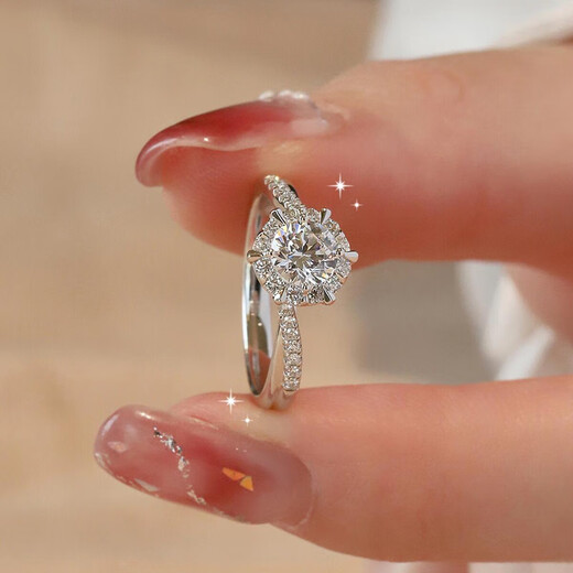 DR.KU Moissanite Diamond Ring 1 Carat Silver Hexagram Open Engraving Proposal Wedding Ring for Valentine's Day Gift for Girlfriend 1 Carat Hexagram Diamond Ring - Opening Adjustable Size