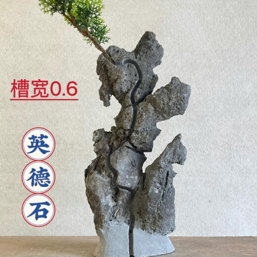 The raw stone is slotted and attached to the stone bonsai, which can be attached with elm, golden bean, fish tank, rockery, garden landscaping stone 13-17cm (slotted model will be shipped randomly)