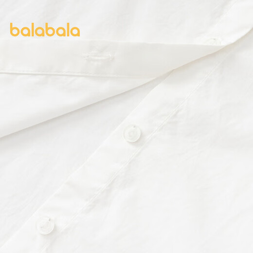 Balabala children's clothing girls long-sleeved shirt autumn pure cotton white shirt loose original white 10101-201324102005 90