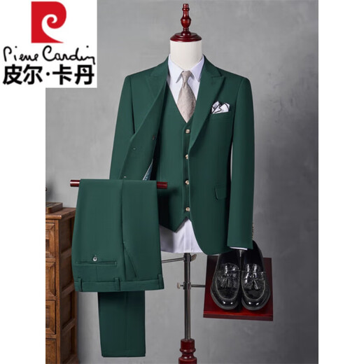 Pierre Cardin light luxury high-end no-iron suit suit men's jacket business casual formal groomsmen suit groom wedding suit men 93619 apricot suit + shirt + trousers / three-piece suit M 105-115Jin Jin equals 0.5 kg