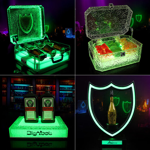 Black Brand Spades Frozen Dragon Set Wine Box Champagne Box Wine Box KTV Bar Luminous Ice Pattern Fruit Box Ice Bucket Package 1 Pack Wine Box Colorful_Does Not Include Wine