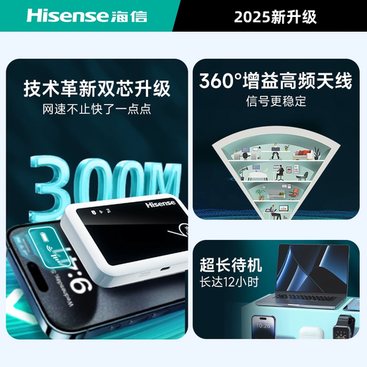 Hisense wifi portátil2025 nueva red inalámbrica móvil wifi velocidad ilimitada en todo el país universal portátil coche wifi6 enrutador doméstico dormitorio tarjeta de red inalámbrica modelo de carga actualizado tres netcom - súper duración de la batería