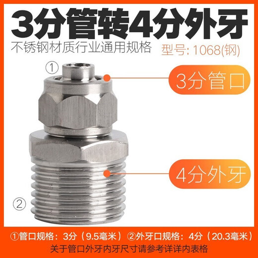 咏幻pe管304不锈钢对丝接头变双外丝直接加长2分分3分转水管配件螺纹 1049不锈钢6分外丝转2分管