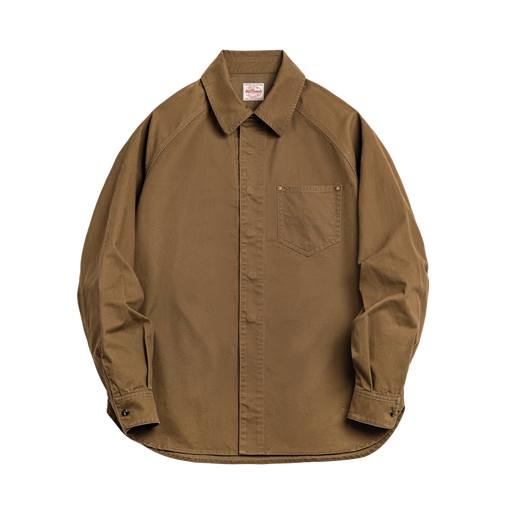 Madden Workwear American Retro Wild West Shirt Maillard Print Denim Shirt Cotton Long Sleeve Jacket Men's Spring Hazelnut Brown L (175)