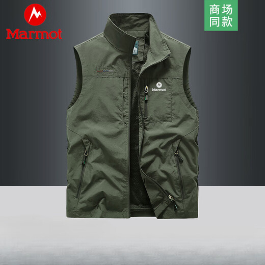 Marmot Vest Men's Vest Jacket Spring, Autumn and Winter Outdoor Mountaineering and Fishing Multi-Pocket Workwear Vest Dark Blue M