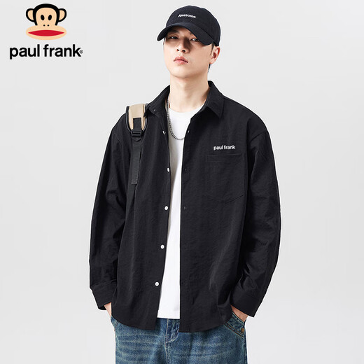 Big Mouth Monkey (paul frank) long-sleeved shirt men's spring and autumn casual shirt men's trendy brand jacket men's versatile clothes beige XL