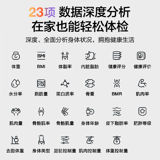 美的慧选光能体脂秤运动健身专用智能精准体重体脂秤减肥23项数据深度分析