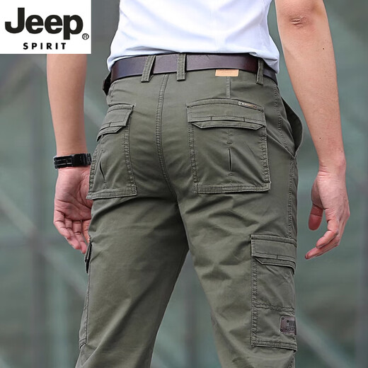 JEEP SPIRIT高端工装裤男士宽松直筒春夏季薄款户外多口袋春秋休闲裤2025新品 深灰色 9923（薄-款） 30 腰围2尺3
