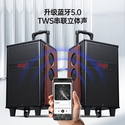 Patriot S612 square dance audio high-power portable outdoor heavy bass Bluetooth karaoke special high-volume mobile trolley speaker outdoor performance equipment dual microphone version