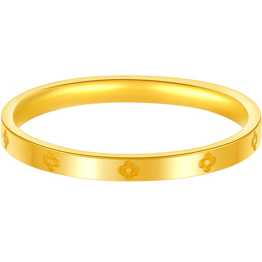 Old temple gold ring for women, gold ring, glossy four-leaf clover ring, small gram, heavy tail ring, gift for girlfriend and wife, 12#, about 1.1g (four-leaf clover model)