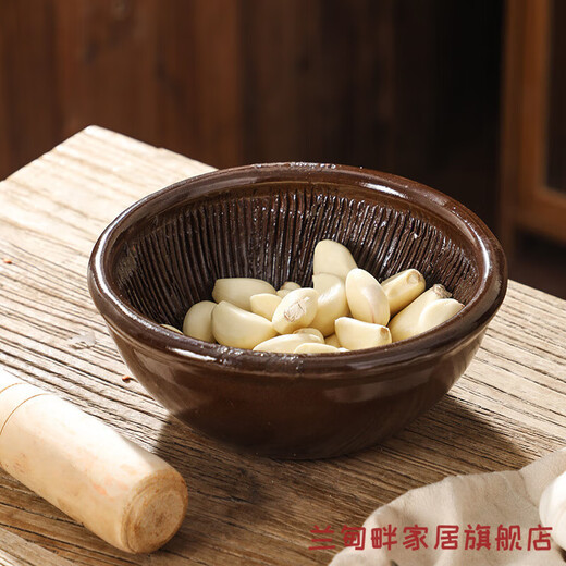 Luxuju old-fashioned hammer for household garlic pounder, pepper, preserved egg, tea bowl, baby grinder, rice paste ceramic pounder, 12cm hammer with stick (short model)