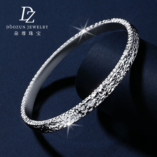 Duozun pt950 platinum bracelet for women crushed ice solid platinum bracelet perfect round new style birthday gift for girlfriend 30g inner diameter 53mm width about 5mm platinum 950