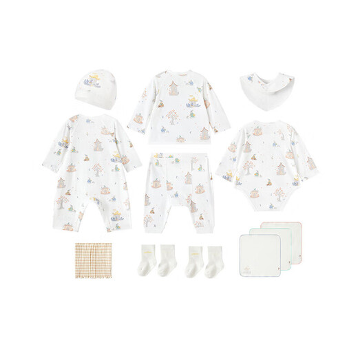 YEEHOO baby gift box high-end newborn clothes baby birth gift antibacterial pure cotton gift full moon 12-piece set