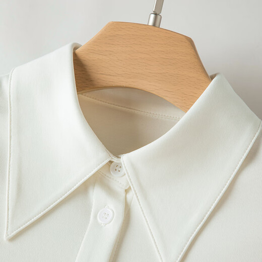 Late white new product 2025 autumn cotton fashion shirt casual lapel solid color skin-friendly commuting shirt for women off-white S