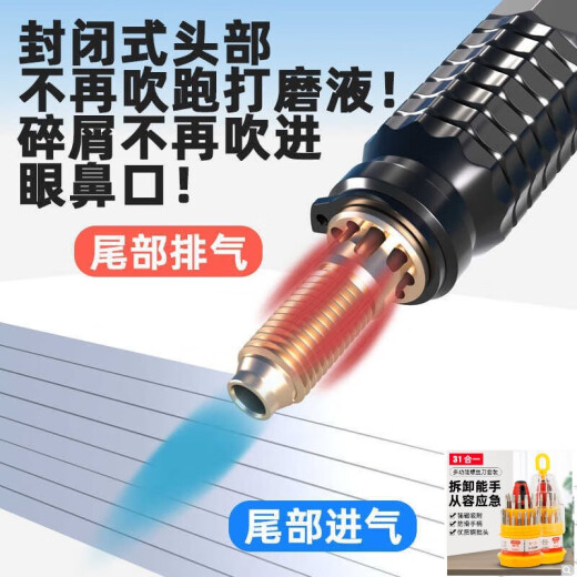 大团小圆小型气动打磨机风磨笔气磨工业级3m柄小型气动打磨抛光S663升级款 6636单机+圆柱形2.5MM（进口打磨