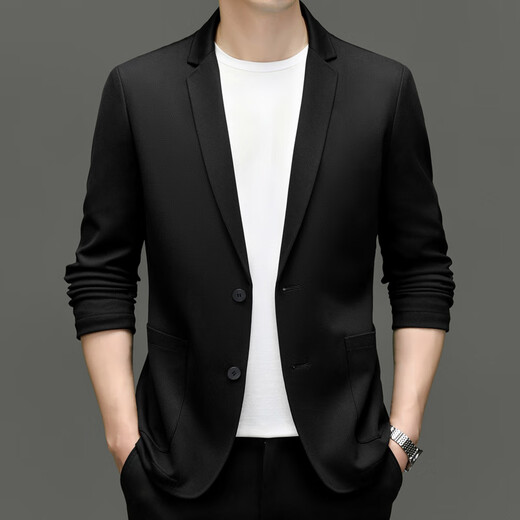 JOEONE high-end casual suits for men 2025 new spring and autumn business casual jackets fashion slim suits black M recommended 100-125 Jin Jin equals 0.5 kg