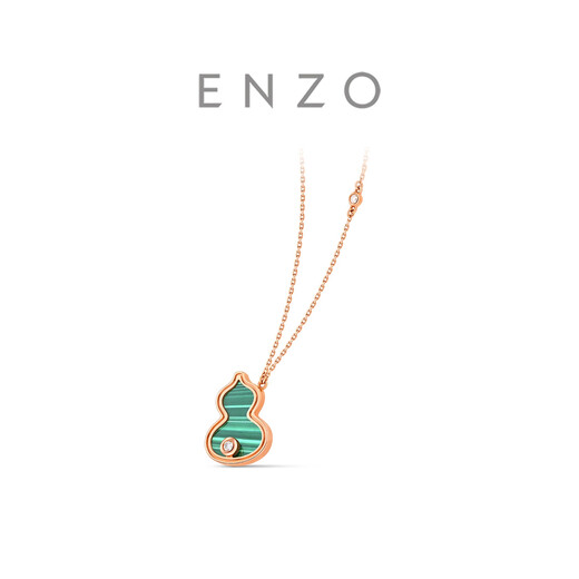 Chow Tai Fook ENZO Green Gourd 18K Gold Malachite Diamond Necklace Girl Birthday Gift EZV8054