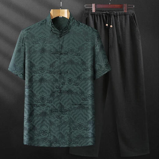 
SMVP Tang suit summer mulberry silk men's suit silk middle-aged and elderly short-sleeved thin shirt cotton dad summer suit grandpa China brown top single size 3890-100Jin [Jin equals 0.5 kg]