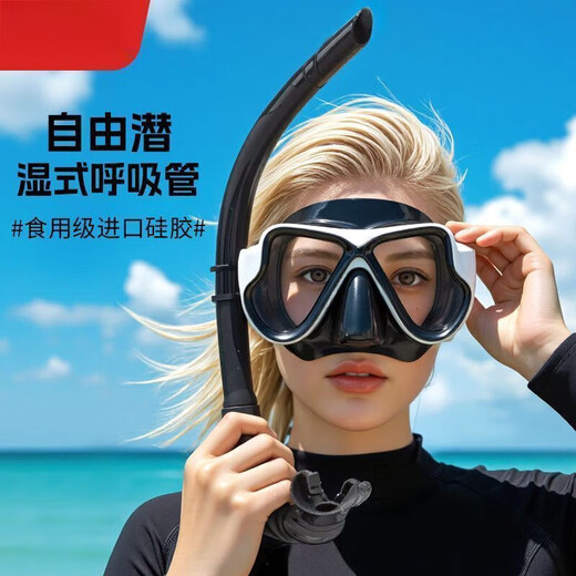 Diving respirator can breathe underwater, swimming professional training tube, front-mounted adult freestyle breathing equipment, advanced black - earplugs and nose clip set, upgraded PVC tube