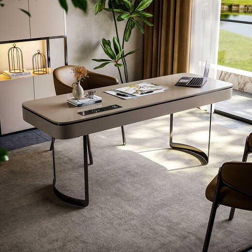 Jijiafeiju modern light luxury desk home desk study designer simple slate Italian style minimalist desk lacquered surface + without desktop socket - desk 1.2m