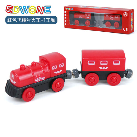 Magnetischer ferngesteuerter elektrischer Zug, Holzwagen, Pferdezug, Traktor vorne, Kinderspielzeug, roter fliegender Zug + 1 Wagen Standard