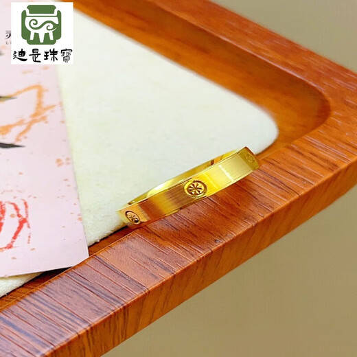 Di Shi Qi Ying Store Yuesa gold-plated 999 meter-shaped screw thread brushed ring ring for men and women couples rice-shaped ring size 9 (national code 1819 suitable for weight 1