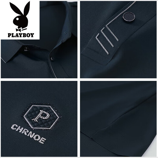 Playboy Men Seda de seda de seda para hombres de manga corta Padre de verano Traje de verano de mediana edad y ancianos