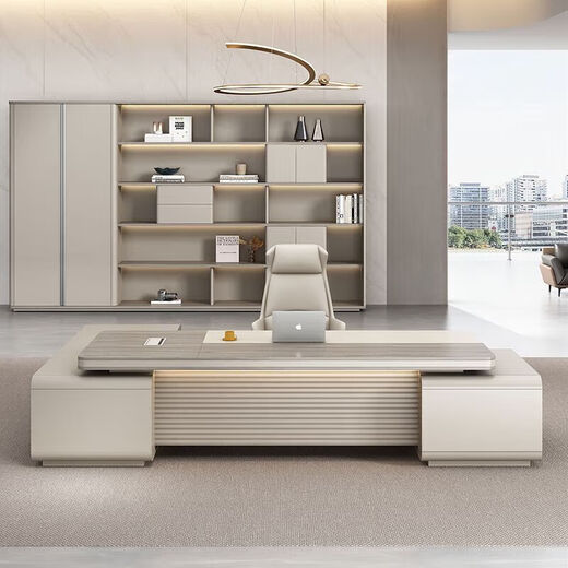 Office desk and chair combination simple modern boss desk office furniture new Chinese style executive manager president large table 1.8 meters luxury single cabinet