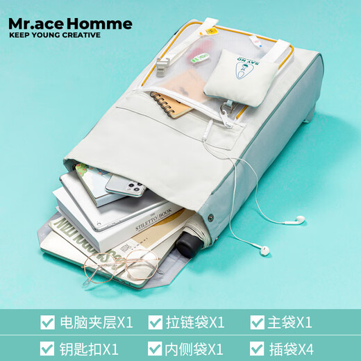 Mr.ace Homme backpack for women Korean style schoolbag simple environmentally friendly 15-inch large capacity computer backpack for men environmentally friendly series