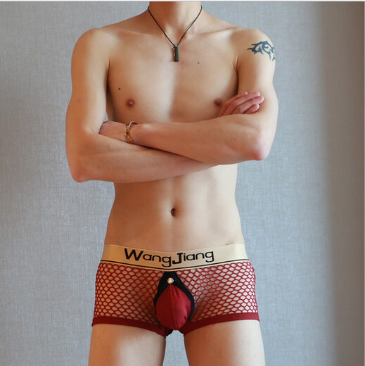 Men's sexy underwear sexy hollow thong transparent see-through JJ passionate flirting adult couple sex products white L