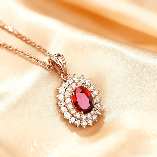 COASZE 1 carat unburned pigeon blood ruby necklace for women, classic colored gemstone, 18K gold, luxury, 0.5 carat, 24.3 points diamonds