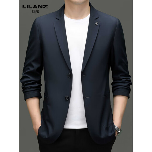 Lilan men's casual suit spring and autumn new business middle-aged thin single suit jacket men's high-end suit top khaki 2XL 185 size