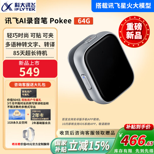 IFLYTEK AI Recording Pen Pokee/Pokee SE multi-lingual transliteration meeting recording to text translation Portable magnetically attached back clip Fast charging 85 days long standby New product launch AI Recording Pen Pokee