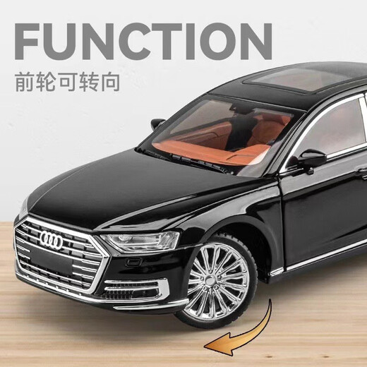 124 Large Audi 8 Sedan 6 Alloy Simulation Car Model Children's Gifts Boys Toy Collection Ornaments 14 Black Audi A7 Tail Wing Lift + Rearview Mirror Folding